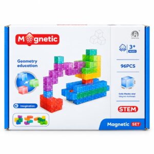 Caja del set de bloques magnéticos de 96 piezas STEM para niños mayores de 3 años
