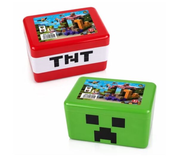 Caja organizadora portátil diseño Creeper verde y TNT roja para bloques magnéticos