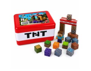 Set de 60 cubos magnéticos tipo Minecraft de 2x2 cm con caja TNT y figura pixelada Steve