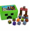 Set de 60 cubos magnéticos tipo Minecraft de 2x2 cm con caja verde y figura pixelada steve