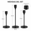 Medidas y alturas de 23cm, 27cm y 33cm del set de candelabros