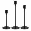 Set de 3 candelabros negros metálicos de diferentes alturas para decoración