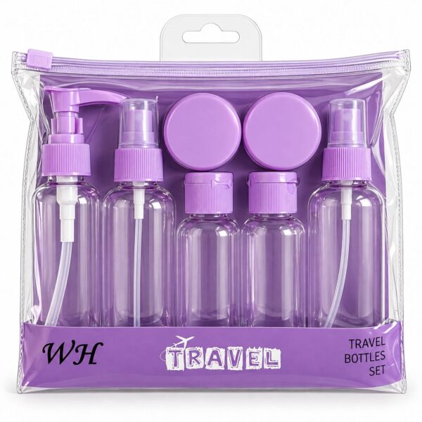 set 8 botellas de viaje morado
